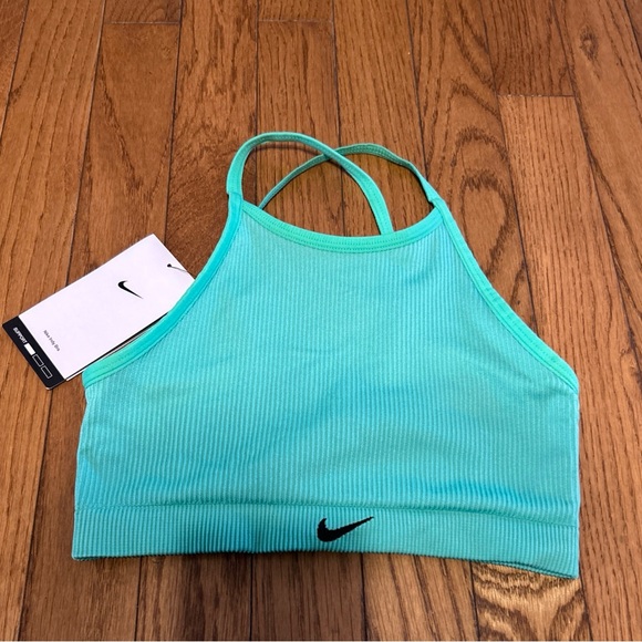 NWT Women’s Nike Indy Sports Bra Seamless Ribbed Green Light Support XS - Picture 2 of 5